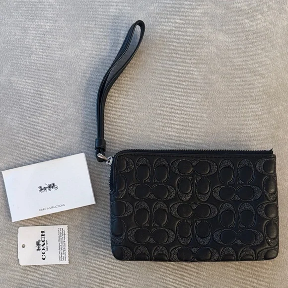Coach Black Embossed Wristlet - Picture 3 of 3